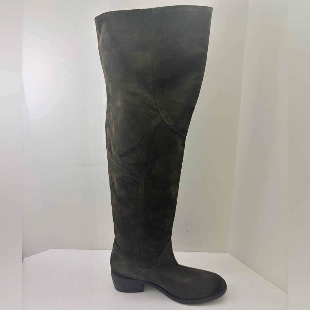 The Cool People Dark Olive Green Suede Over-the-Knee Heeled Boots Size 9